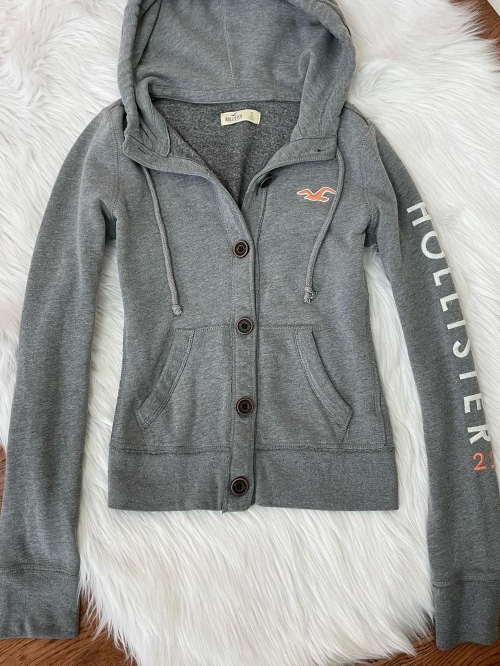 Y2K Hollister gray logo hoodie